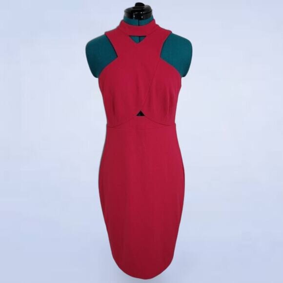 Elegant Red Sleeveless Dress - Picture 2 of 10